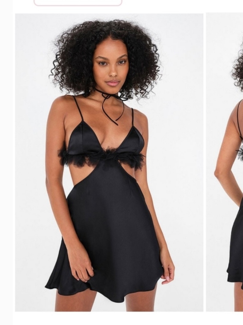 For Love And Lemons Black Floral-Trim Slip